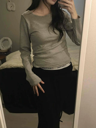 Soft Cozy Fit Round Neck Long Sleeve T-shirt