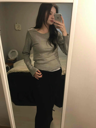 Soft Cozy Fit Round Neck Long Sleeve T-shirt