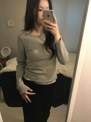Soft Cozy Fit Round Neck Long Sleeve T-shirt