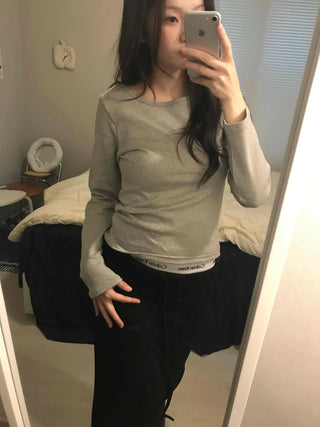 Soft Cozy Fit Round Neck Long Sleeve T-shirt