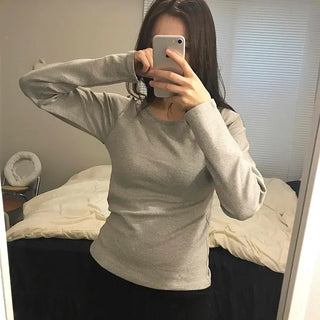 Soft Cozy Fit Round Neck Long Sleeve T-shirt