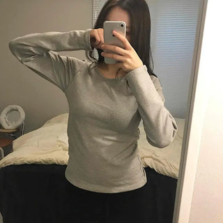 Soft Cozy Fit Round Neck Long Sleeve T-shirt