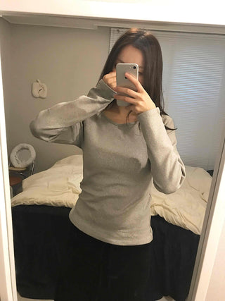 Soft Cozy Fit Round Neck Long Sleeve T-shirt