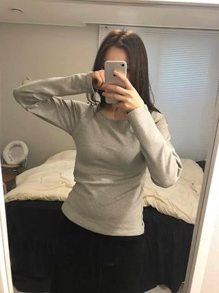 Soft Cozy Fit Round Neck Long Sleeve T-shirt