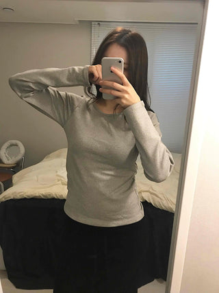 Soft Cozy Fit Round Neck Long Sleeve T-shirt