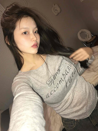 Vintage Lettering As Slim Fit Long Sleeve T-shirt