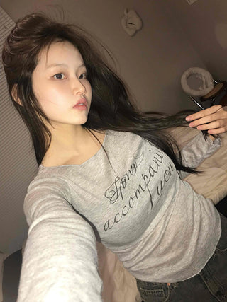 Vintage Lettering As Slim Fit Long Sleeve T-shirt