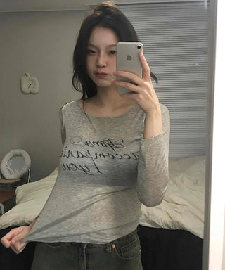 Vintage Lettering As Slim Fit Long Sleeve T-shirt