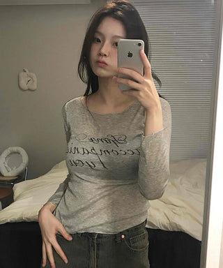 Vintage Lettering As Slim Fit Long Sleeve T-shirt