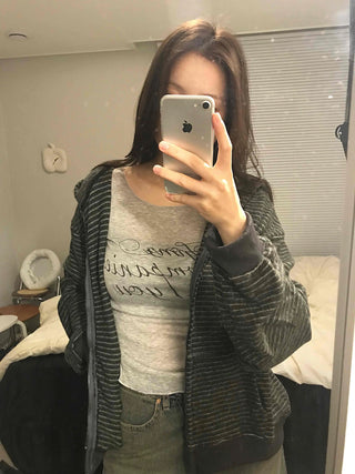 Vintage Lettering As Slim Fit Long Sleeve T-shirt
