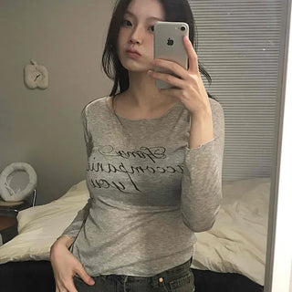 Vintage Lettering As Slim Fit Long Sleeve T-shirt
