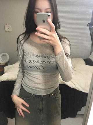 Vintage Lettering As Slim Fit Long Sleeve T-shirt