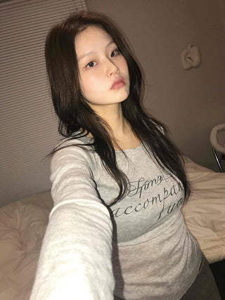 Vintage Lettering As Slim Fit Long Sleeve T-shirt