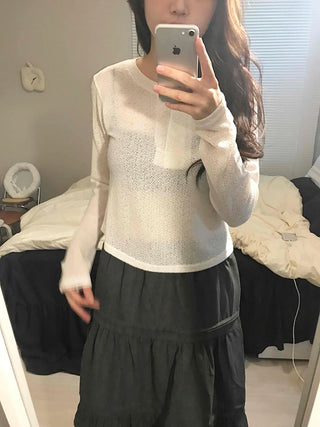 Cozy Fleece Half Button Round Neck Long Sleeve T-shirt