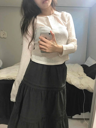 Cozy Fleece Half Button Round Neck Long Sleeve T-shirt