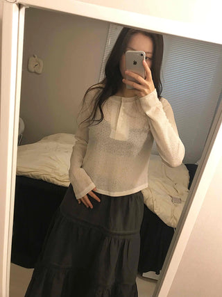 Cozy Fleece Half Button Round Neck Long Sleeve T-shirt