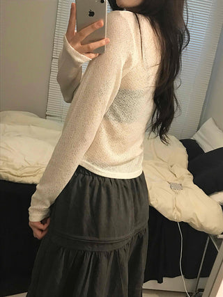 Cozy Fleece Half Button Round Neck Long Sleeve T-shirt