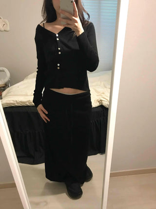 French Gold Button Cropped Slim Fit Cardigan