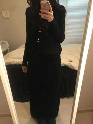 French Gold Button Cropped Slim Fit Cardigan
