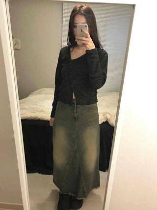 Rib Texture Cozy Fit Cropped V-Neck Cardigan