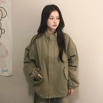 Cozy Fit Zip-Up Loose Fit Field Jacket