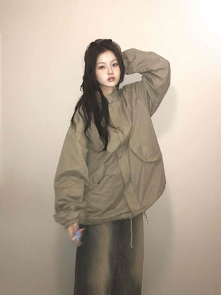 Cozy Fit Zip-Up Loose Fit Field Jacket