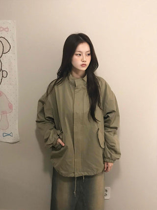 Cozy Fit Zip-Up Loose Fit Field Jacket