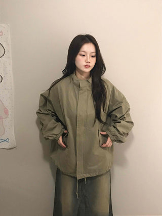 Cozy Fit Zip-Up Loose Fit Field Jacket