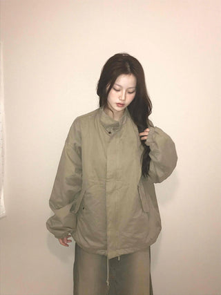 Cozy Fit Zip-Up Loose Fit Field Jacket