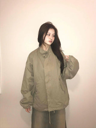 Cozy Fit Zip-Up Loose Fit Field Jacket