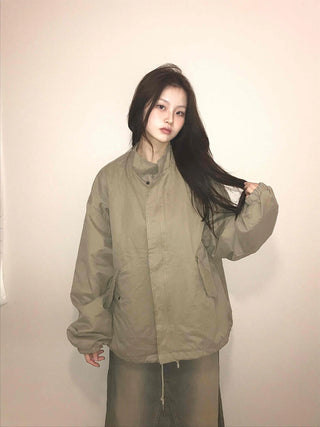 Cozy Fit Zip-Up Loose Fit Field Jacket