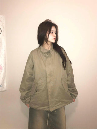 Cozy Fit Zip-Up Loose Fit Field Jacket