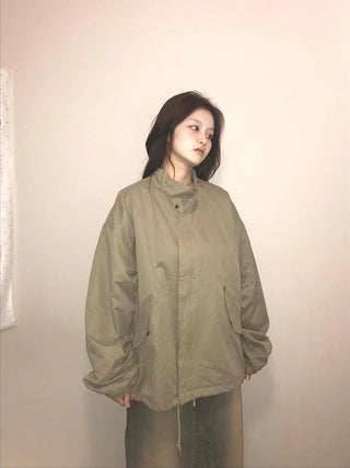 Cozy Fit Zip-Up Loose Fit Field Jacket