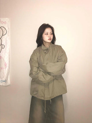 Cozy Fit Zip-Up Loose Fit Field Jacket