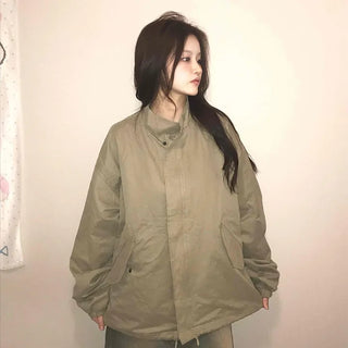 Cozy Fit Zip-Up Loose Fit Field Jacket