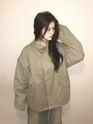 Cozy Fit Zip-Up Loose Fit Field Jacket