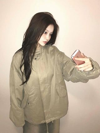 Cozy Fit Zip-Up Loose Fit Field Jacket