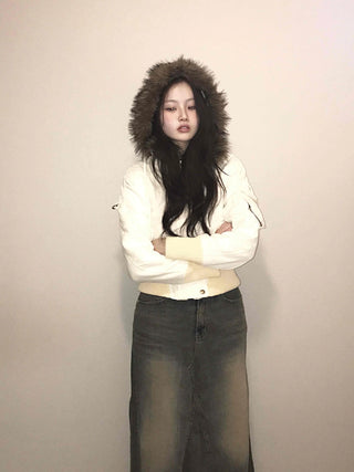 Minimal Snap Crop Ribbed Cuff Blouson