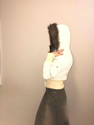 Minimal Snap Crop Ribbed Cuff Blouson