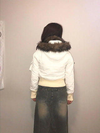 Minimal Snap Crop Ribbed Cuff Blouson