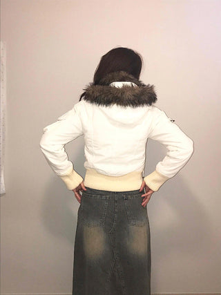 Minimal Snap Crop Ribbed Cuff Blouson