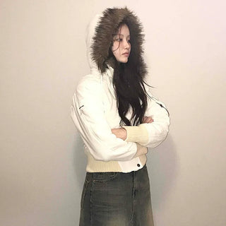 Minimal Snap Crop Ribbed Cuff Blouson
