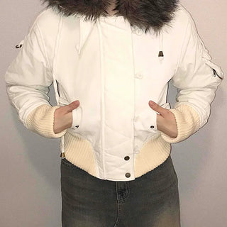 Minimal Snap Crop Ribbed Cuff Blouson