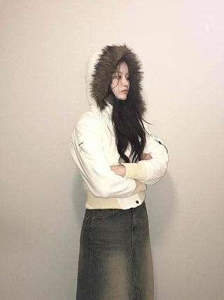 Minimal Snap Crop Ribbed Cuff Blouson
