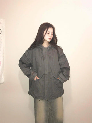 Padded Quilted Boxy Fit Midi Field Jacket