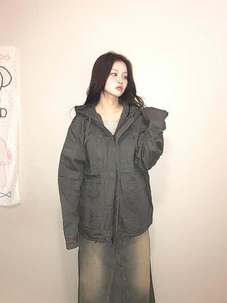Padded Quilted Boxy Fit Midi Field Jacket