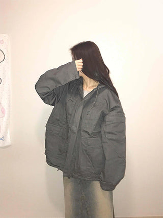 Padded Quilted Boxy Fit Midi Field Jacket