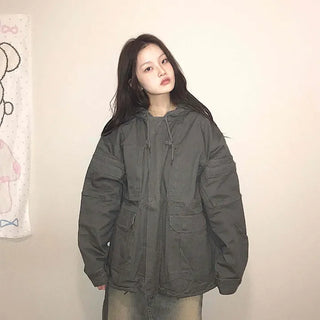 Padded Quilted Boxy Fit Midi Field Jacket