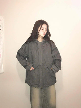 Padded Quilted Boxy Fit Midi Field Jacket