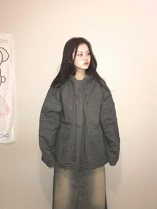 Padded Quilted Boxy Fit Midi Field Jacket